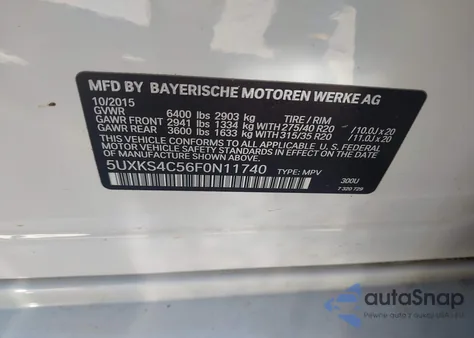 2015 BMW X5 xDrive35D из США, поврежденный, VIN 5UXKS4C56F0N11740